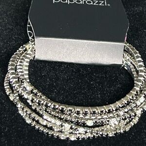 Paparazzi Gleaming Silver and Black Bracelet Set